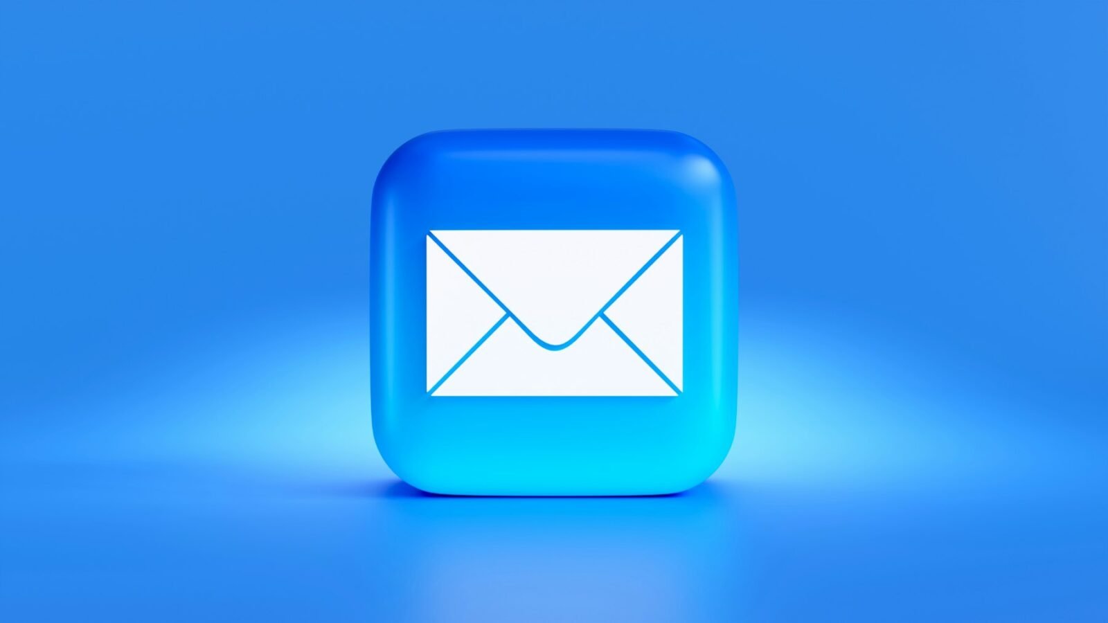 A blue button with a white envelope icon