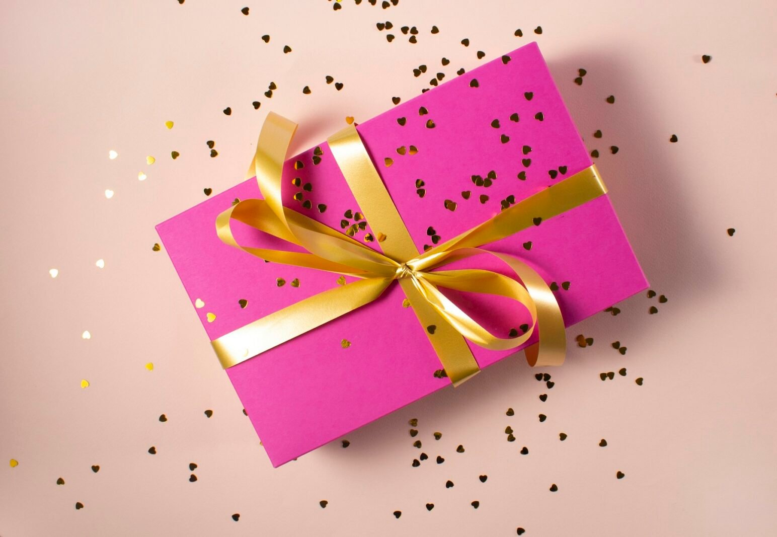 A wrapped gift box with a ribbon